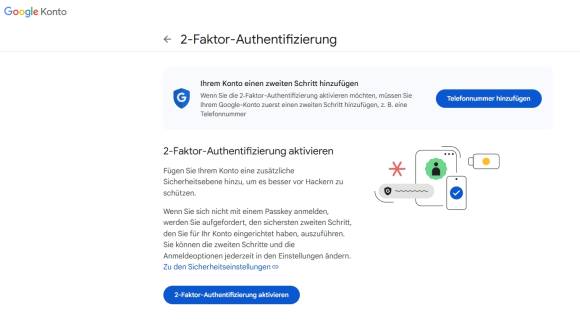 Bild 5: Sichern Sie unbedingt Ihr wichtiges Google-Konto mit 2FA, da dort auch Passwörter hinterlegt sind