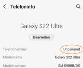 In den Einstellungen des Geräts steht bei der Telefonnummer: "unbekannt"