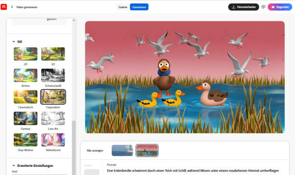 Bild 9: Firefly ermöglicht es, Videos in einem bestimmten Stil zu generieren