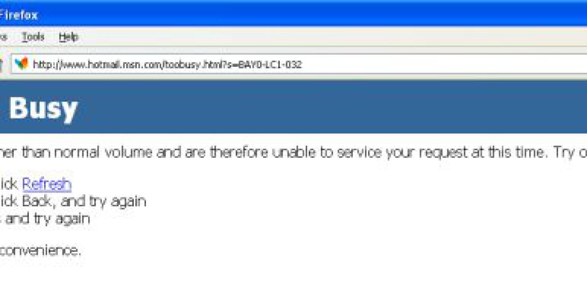 Hotmail am Anschlag? Server meldet too busy! - onlinepc.ch
