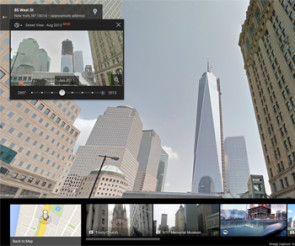 Street View in Google Maps zeigte bislang immer nur die aktuellsten Aufnahmen an. Nun kann man sich mit Google auf Zeitreise begeben und bi szu sieben Jahre alte Fotos ansehen. 