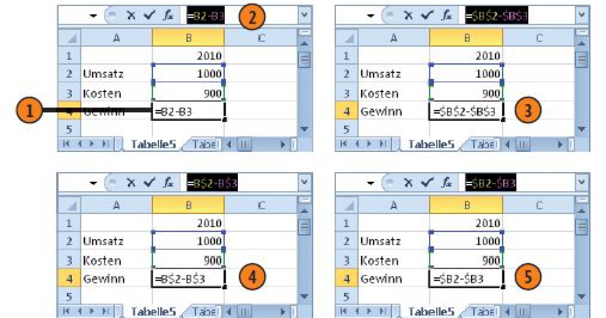 Formeln anzeigen in Excel 2010 onlinepc.ch