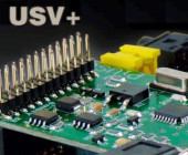 Die unterbrechungssichere Stromversorgung Pi USV+ mit sechs AA-Akkus schützt den Einplatinencomputer Raspberry Pi bei Stromausfall vor Datenverlust.