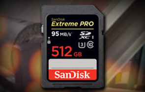 512 GByte Speicher im Briefmarken-Format: Sandisk bringt erstmals eine SD-Karte auf den Markt, die ein halbes Terabyte fasst und für 4K-Videos sowie für Hochgeschwindigkeits-Aufnahmen geeignet ist. 