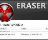 Gelöschte Dateien sind nur selten endgültig gelöscht. Das Tool Eraser überschreibt den freien Speicherplatz von Festplatten, um eine Wiederherstellung gelöschter Dateien zu verhindern.