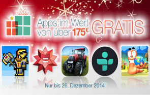 Der Amazon App Shop hat Weihnachtgeschenke für Android-Nutzer gepackt. Bis 26.12.2014 gibt es 40 kostenpflichtige Android-Apps im Wert von über 175€ gratis. 