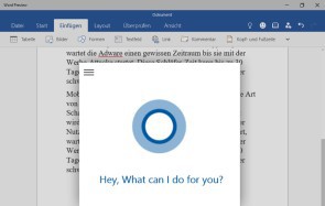 Microsoft Word mit Cortana 