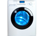 weiße Waschmaschine mit blauer Trommel