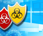 Windows 8 Logo mit Antivirus-Symbolen