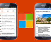 Samsung-Smartphone und Microsoft Logo