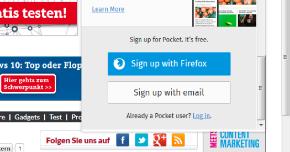 Pocket in Mozilla Firefox nutzen onlinepc.ch