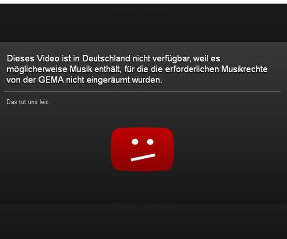 Gema Sperrtafel auf Youtube 