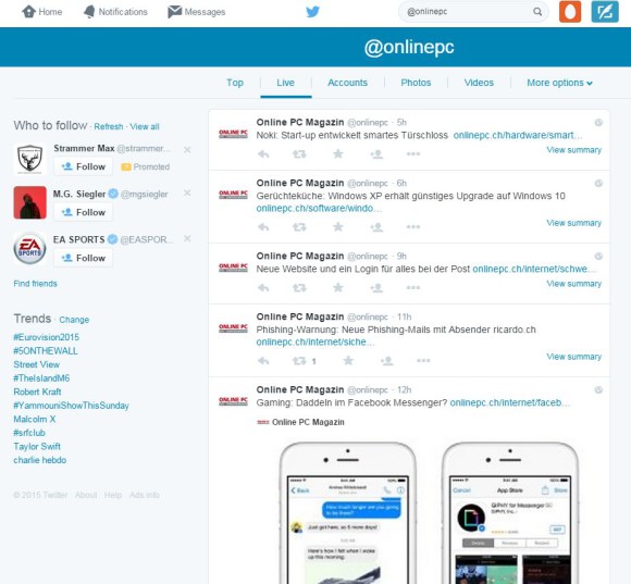 Homepage Twitter 