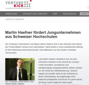Martin Haefner fördert Jungunternehmen aus Schweizer Hochschulen 