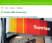 Sunrise-SMS werden teurer