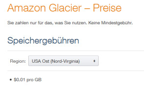 Preise für Amazon Glacier