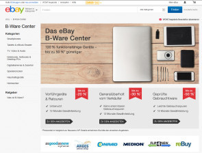 Startseite des eBay B-Ware Center