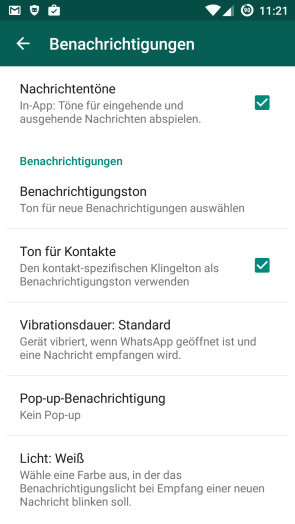 WhatsApp-Einstellungen für Benachrichtigungen