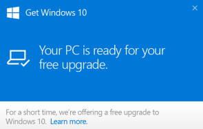 Windows 10 Upgrade-Benachrichtigung 