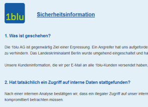 Informationen von 1blu