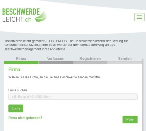  Onlineplattform «Beschwerdeleicht.ch» gestartet 