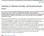 Teilrevision der Radio- und Fernsehverordnung (RTVV)