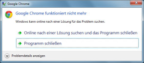 Chrome crasht wegen Bug