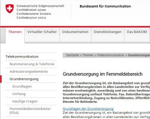 Anpassung der Grundversorgung im Fernmeldebereich 