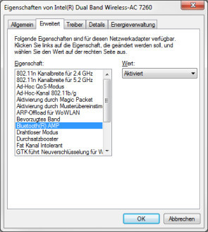 Intel-Bluetooth-Eigenschaften