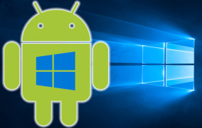 Android-Roboter mit Windows-Logo 