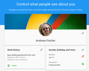 Neue About me-Seite von Google