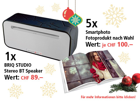 Am 18. Dezember Stereo BT Speaker und fünf Fotoprodukte gewinnen Am 18. Dezember Stereo BT Speaker und fünf Fotoprodukte gewinnen