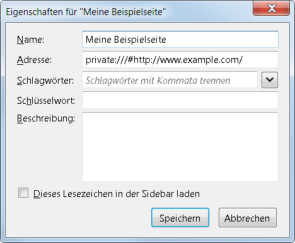 Firefox-Lesezeichen im Private-Mode starten