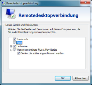 USB über das Netzwerk: Windows erlaubt die Mitnahme von nachträglich angeschlossenen Plug-and-Play-Geräten in eine Remote-Desktop-Sitzung.