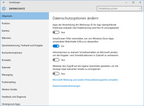 Datenschutz in Windows 10