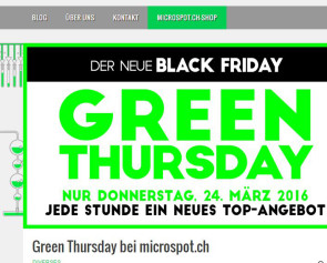 Green Thursday bei microspot.ch bringt 24 Schnäppchen 
