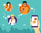 Messenger App auf Smartphone kommuniziert mit Kunden