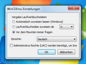 Einstellungen von Win CD Emu