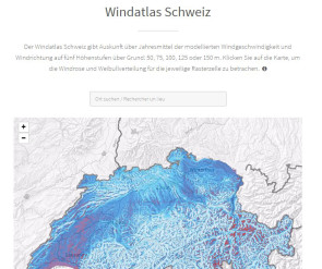 www.windatlas.ch zeigt gute Verhältnisse für Windenergie-Standorte 
