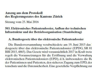 Startschuss für die Einführung des elektronischen Patientendossiers im Kanton Zürich 