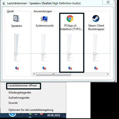 Lautstärke für Programme separat regeln Lautstärke für Programme separat regeln
