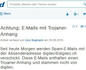 Digitec warnt vor Trojaner Mails