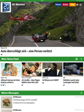Mobile-App von 20 Minuten jetzt auch auf Tablet verfügbar 