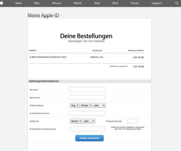 Betrügerische E-Mails im Namen von Apple 