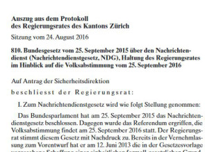 Der Regierungsrat unterstützt das Nachrichtendienstgesetz 