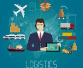 Logistik-schiff-flugzeug-container-LKW-Manager