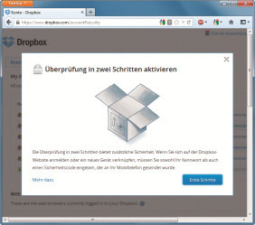 Zwei-Faktor-Authentifizierung: Eine doppelte Authentifizierung soll Dienste wie Dropbox sicherer machen. Die Schutzfunktion greift auch dann, wenn Ihre Zugangsdaten in die falschen Hände geraten.