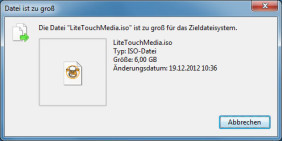 Datei ist zu groß für das Zieldateisystem