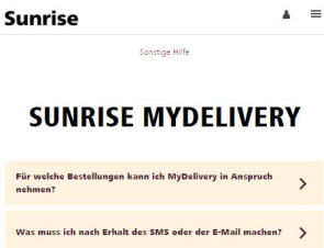 Kunden erhalten ihre Bestellungen mit Sunrise MyDelivery wann und wo sie wollen 