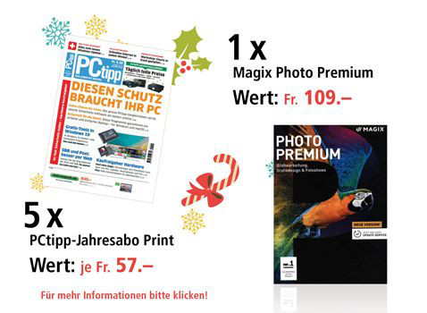 Am 9. Dezember Magix Photo Premium und PCtipp Printabos gewinnen. Am 9. Dezember Magix Photo Premium und PCtipp Printabos gewinnen.